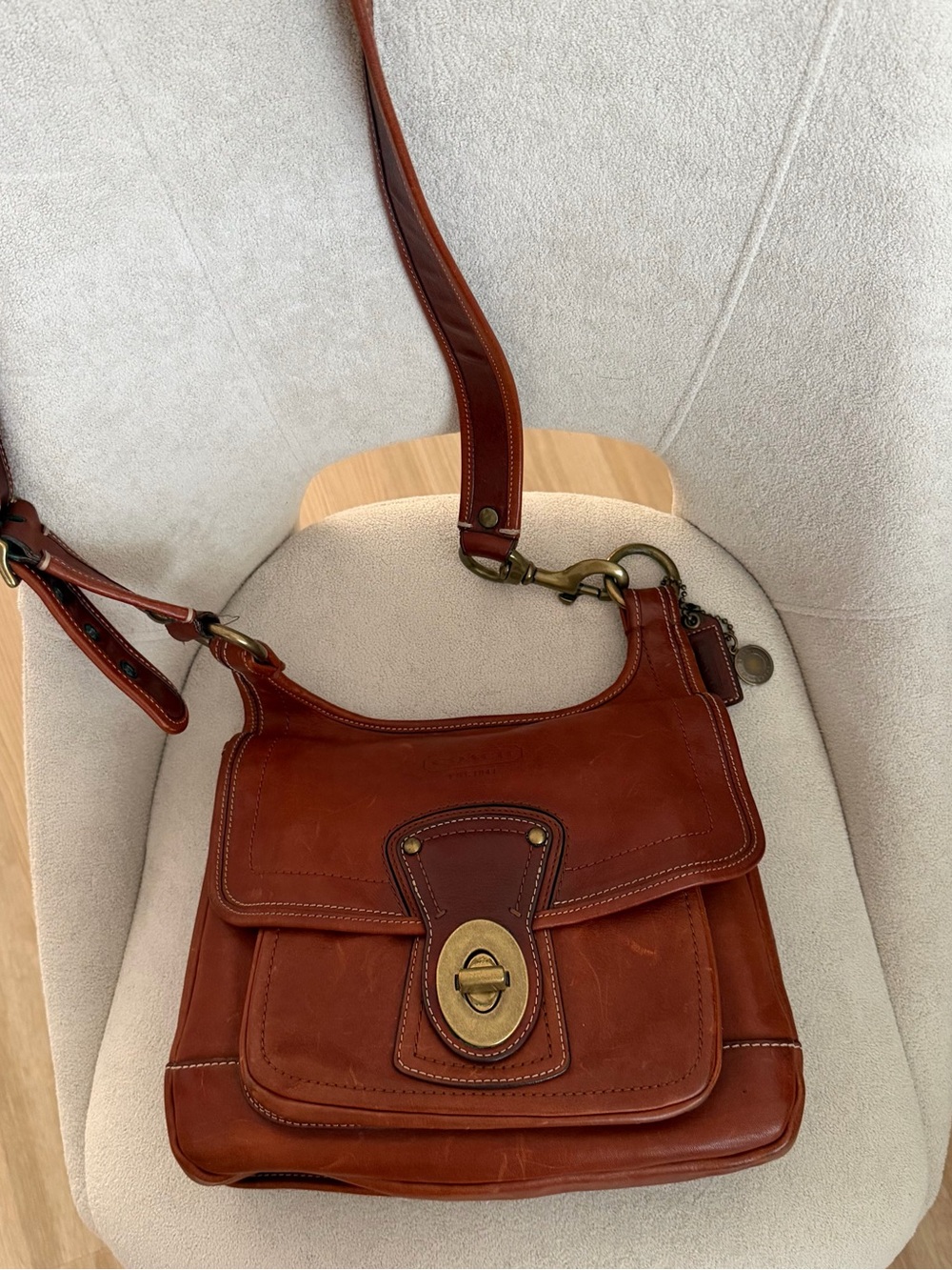 Vintage Coach 65th Anniversary Legacy Ali Flap Brown Leather Shoulder Bag